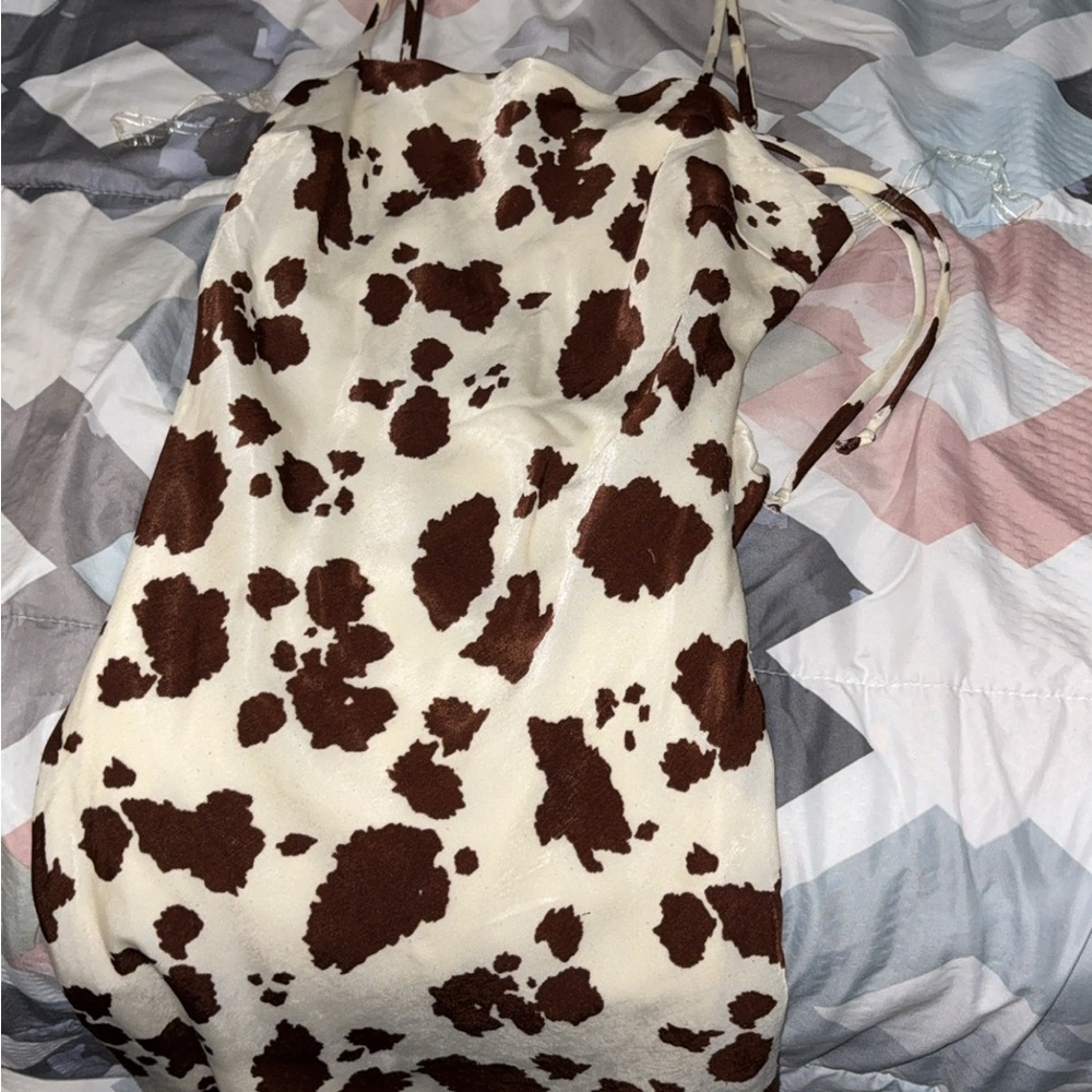 SHEIN Brown and Cream Spotted Dress